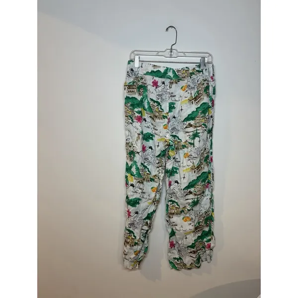 Coastal Linen Wide Leg Capri Pants Cynthia Rowley Amalfi Coast L Euro Summer - Image 3