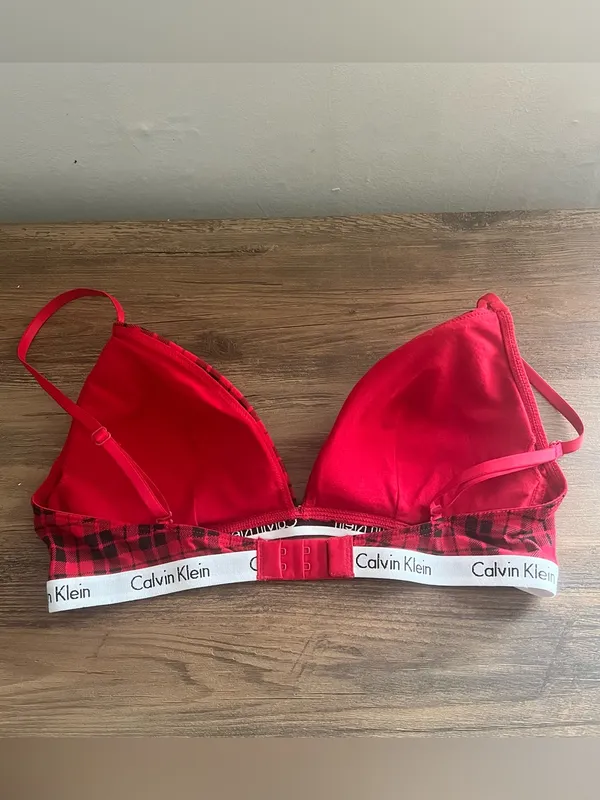 Calvin Klein Icon Cotton Modal Lightly Lined Triangle Buffalo Plaid Bralette - Image 4