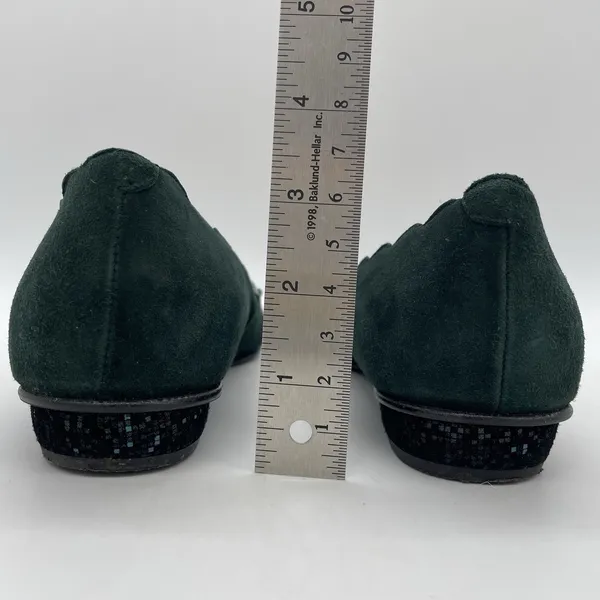 Brenda Zaro Womens 39.5 (US 8.5-9) Shoes Ballet‎ Flats Scalloped Green Suede - Image 5