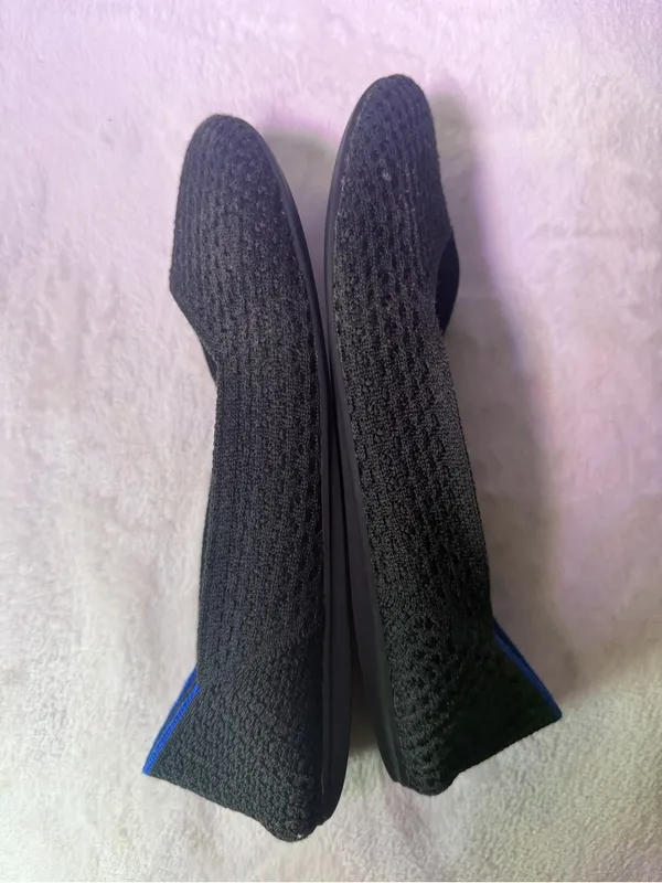 Rothy's Black Knit Ballet Flat with Blue Accent - Image 10