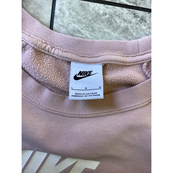Nike Womens Sportswear Essential Crewneck Sweatshirt Pink White Logo Large - Image 2