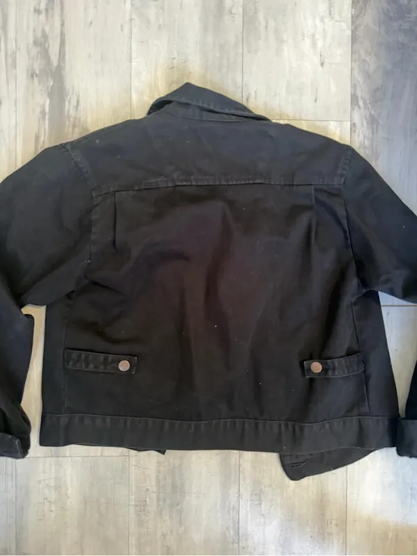 Bill blass Black women’s Bomber-Style Denim Jacket - Image 6