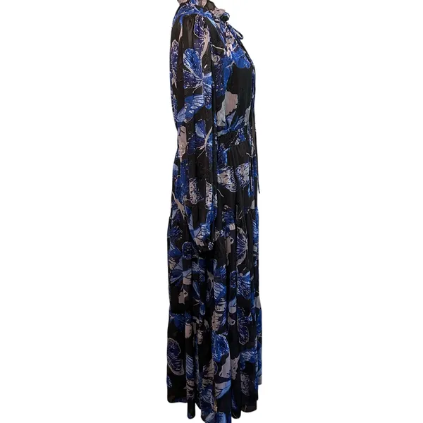 Pinch NWT Maxi Dress S LG Tiered Ruffled Lined Women's Peasant Sleeve Butterfly - Image 14
