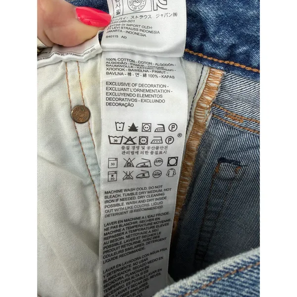 Levi's 501 Distressed Medium Wash High Rise Skinny Jeans White Oak Cone Denim 24 - Image 7
