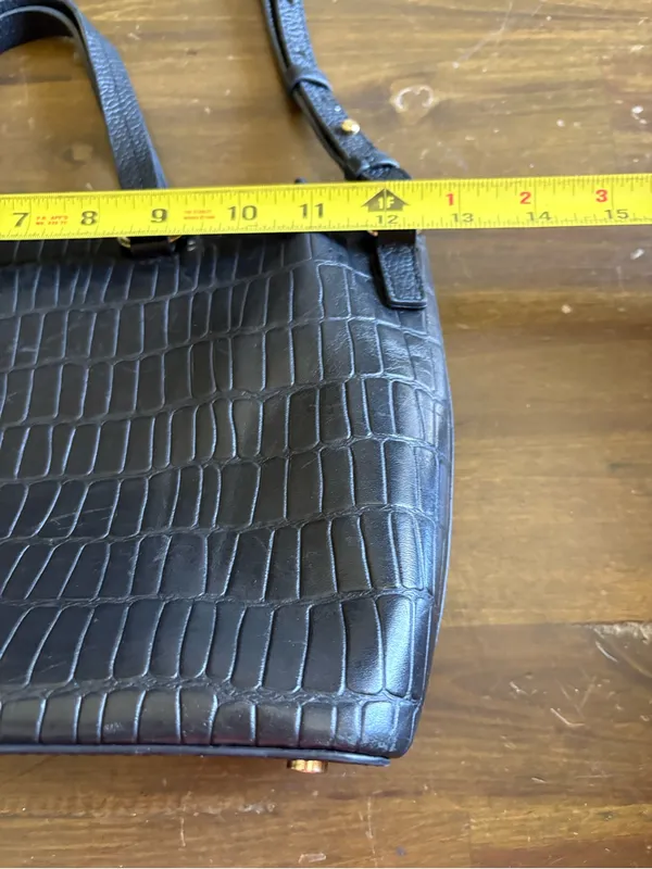 Radley London Eltham Mews Black Tote Handbag Crossbody Faux Croc Embossed Grab - Image 2