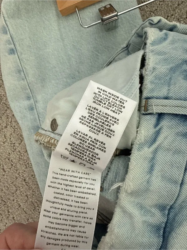 Good American Good Boy Distressed Relaxed Straight Leg Jeans Light Wash Size 31 - Image 11