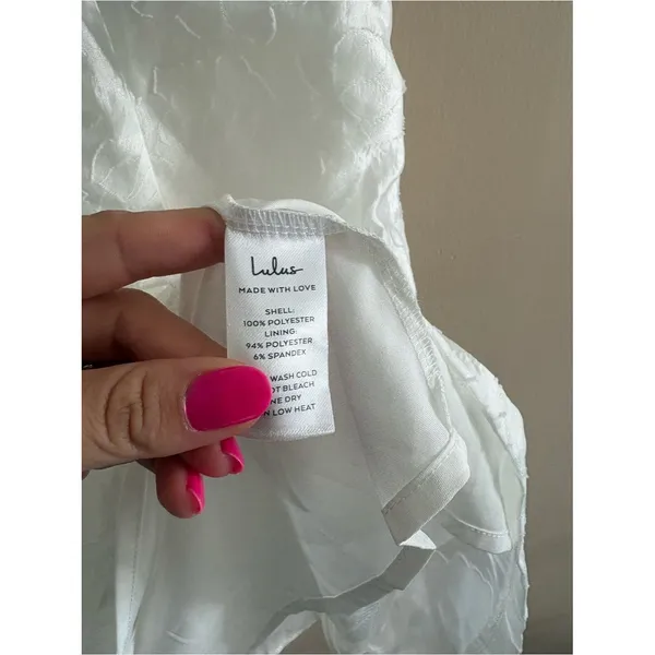 Lulus Exquisite Moments White Floral Jacquard Sleeveless Mini Dress Size Small - Image 10