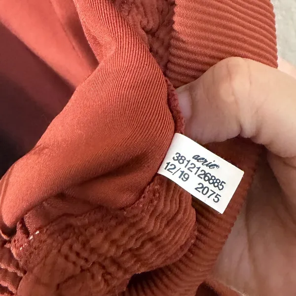 Aerie Womens Ribbed Cutout One Piece Swimsuit Rust Brown Ruched Medium - Image 5