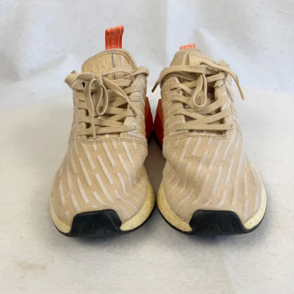 Adidas NMD R2 Primeknit Beige Orange Womens Casual‎ Running Shoes BA7260 Size 5 - Image 3