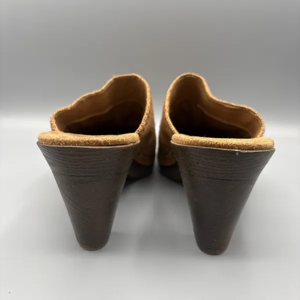 Sonoma Heels Clogs Size 8 Juliette Tan Suede Patchwork Shoes Mules Boho Hippie - Image 6