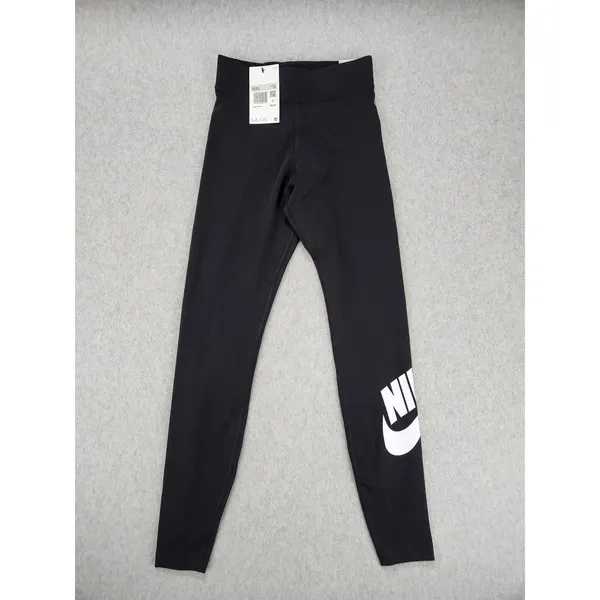 Nike Pants Womens XS Black Tight Leggings High Waisted Logo Swoosh Running Pants - Image 2