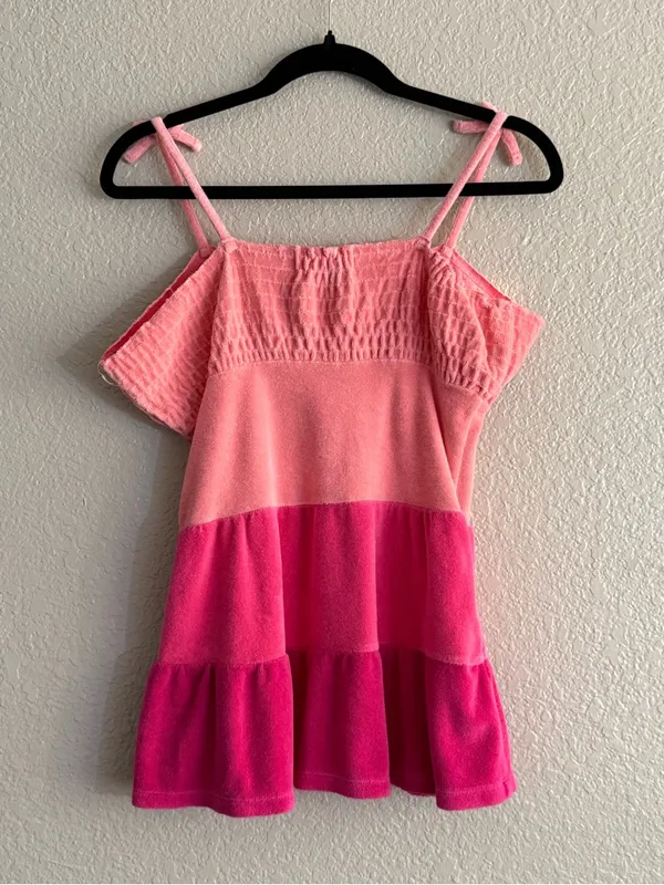 OP Ocean Pacific Pink Terry Cloth Swim Cover Up Mini Dress Y2K Style M - Image 4