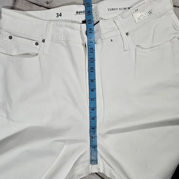 J.Crew Curvy Slim Wide Leg Jeans‎ White Denim High Rise BX828 Size 34 NEW - Image 11