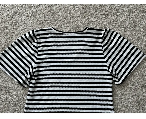 Ann Taylor Sz S Black & White Striped Knit Top Tee T-Shirt Cute!! - Image 7