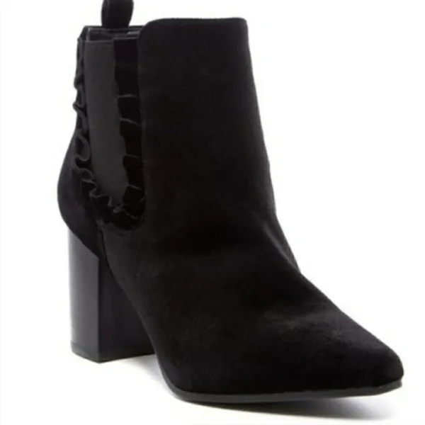 14th & Union Womens Size 8.5 Blain Velvet Ankle Boot Black Heeled Bootie Pointed - Image 2