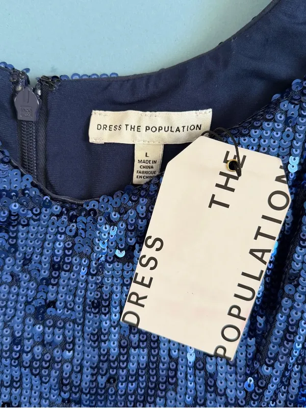 NWT Dress The Population Sloane Royal Blue‎ Sequin Sheath Cocktail Dress - Image 6