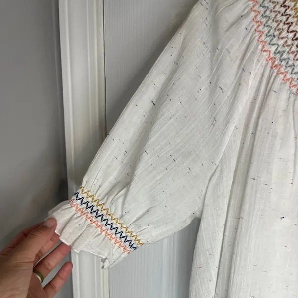 Madewell Rainbow Smocked Pom Trapeze Dress - Image 10