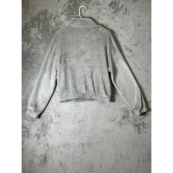 Disney Winnie the Pooh Gray Plush Quarter Zip Fleece Pullover Small Y2K Cozy - Image 3