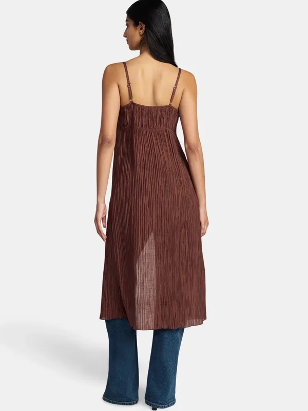 Madden NYC Women's Flyaway Brown Sleeveless Long Front-Slit Tunic Top Size M - Image 2
