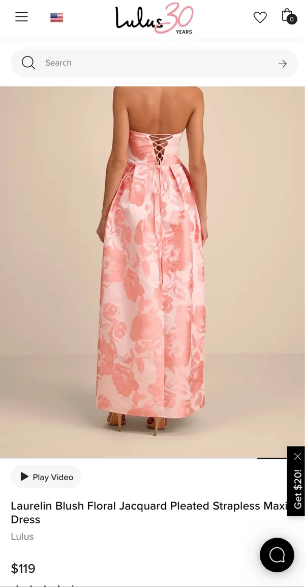 NWT Lulus Laurelin Blush Floral Jacquard Pleated Strapless Maxi Dress | Size S - Image 6