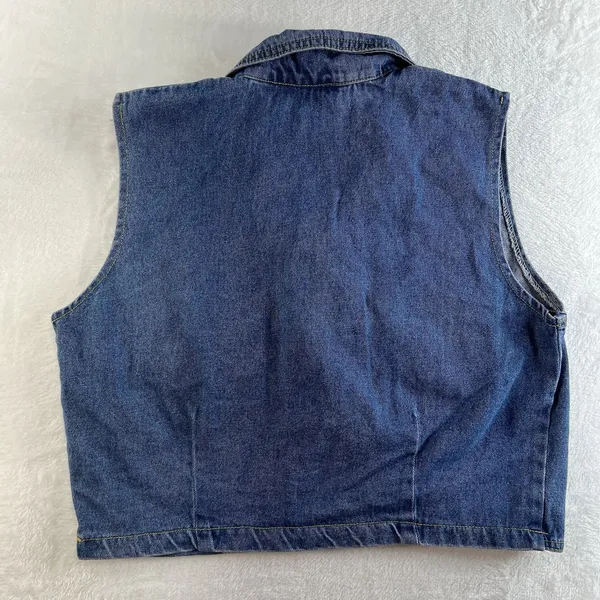 Vtg A-Class M Medium Jean Denim Vest‎ Collar Sleeveless Y2K 2000s Grunge Women’s - Image 8