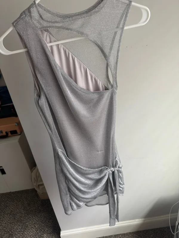 Tiger Mist Sparking Silver Mini Dress - Image 2