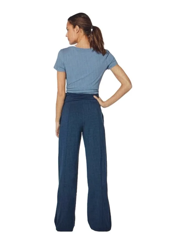 Lululemon Take It Easy Pants Womens Blue High Rise Ruched Waist Band Yoga Sz 4 - Image 3