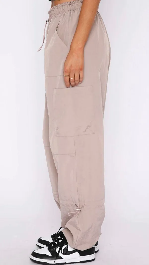 White Fox Tan Parachute Pants - Image 2