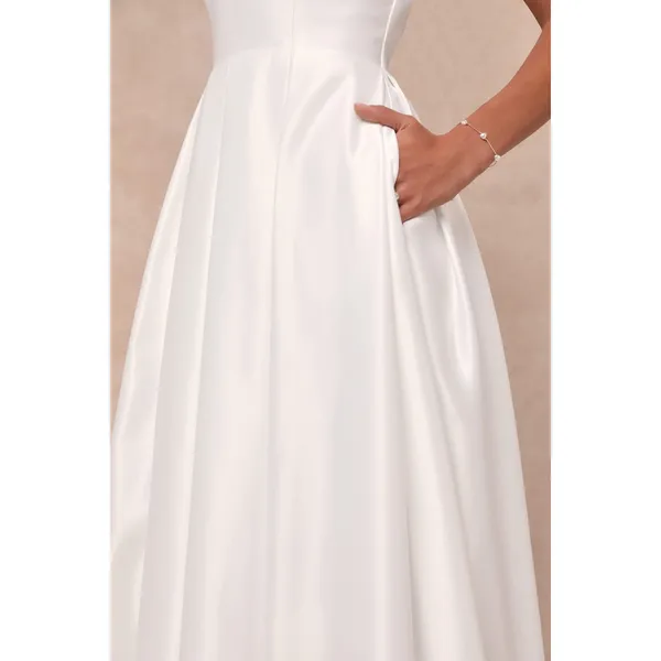 NWT Lulus Extraordinary Vow White Off-the-Shoulder Maxi Dress with Pockets Sz M - Image 7