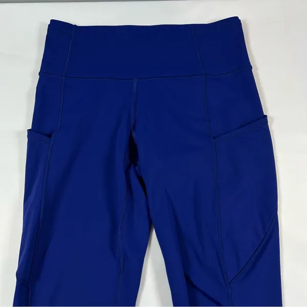 Lululemon Fast Free HR Tight Nulux Raw Hemi Blue Leggings Women's Size 6 - Image 7
