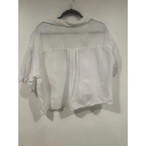 ZARA Womens Minimalist Cotton Linen Cropped Top M - Image 6