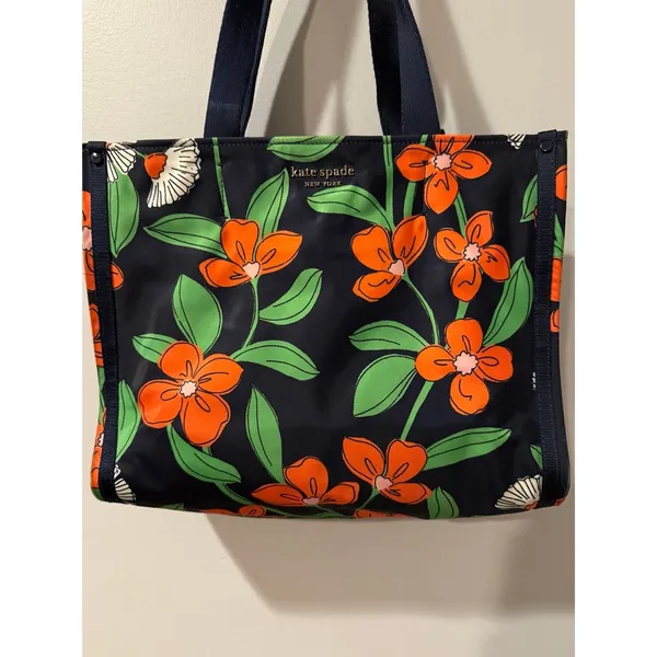 Kate Spade The Little Better Sam‎ Daisy Vines Medium Tote Rich Navy Multicolor J - Image 2