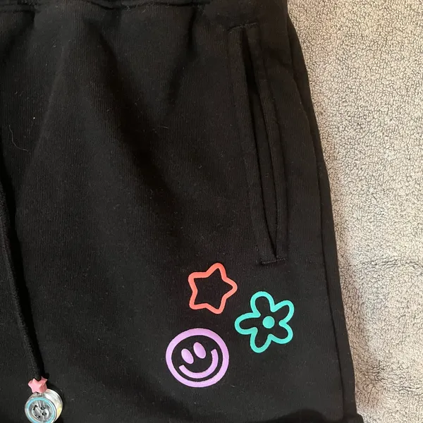 PacSun Spectrum PAC Black Graphic Charm Drawstring Lounge Shorts Y2K‎ Size Small - Image 6