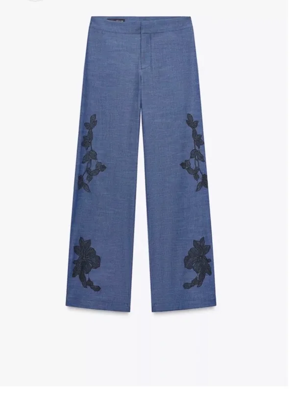 Zara wide floral pants - Image 4