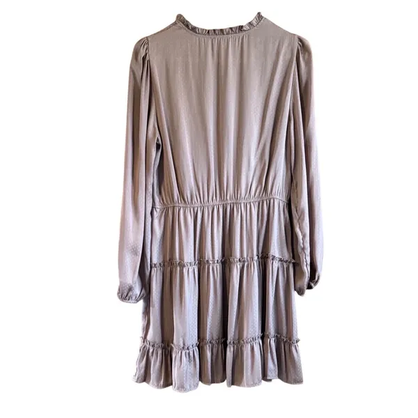 Blu Pepper Dress Jrs Size Large Brown Dotted‎ Tiered Ruffle Long Sleeve V Neck - Image 10
