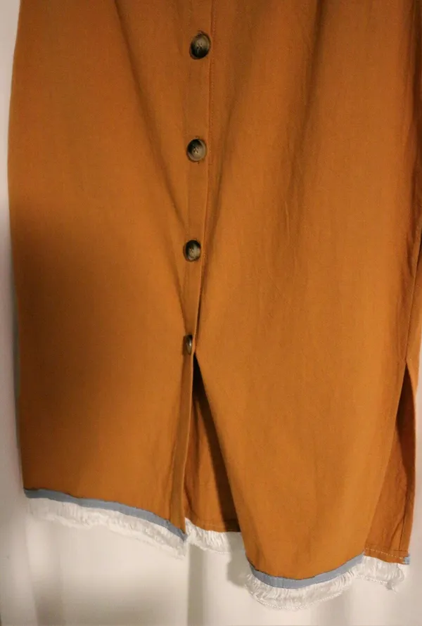 Tan Skirt with splits fringes button front midi - Image 6