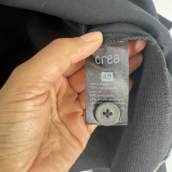 Crea Concept Blazer Jacket Womens Size 8 Black Knit Patch Pockets‎ Formal Wool - Image 3
