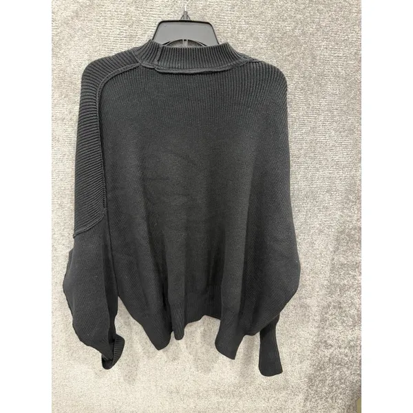 Free People Womens Sweater XS Black Ottoman Slouchy Tunic Ribbed Mock Neck New - Image 8