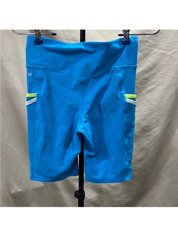 Fabletics Turquoise Women's Bike Shorts with Neon Pocket Trim - Image 3