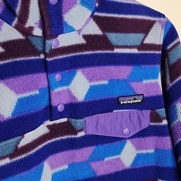 Patagonia Synchilla Guatemalan Tango Blue Purple Aztec Snap-T Pullover Small - Image 6
