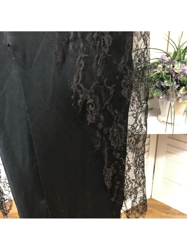 Vintage 90s Maxi Dress Black Lace whimsigoth dark fairy Ren fair Vamp Witchy M - Image 6