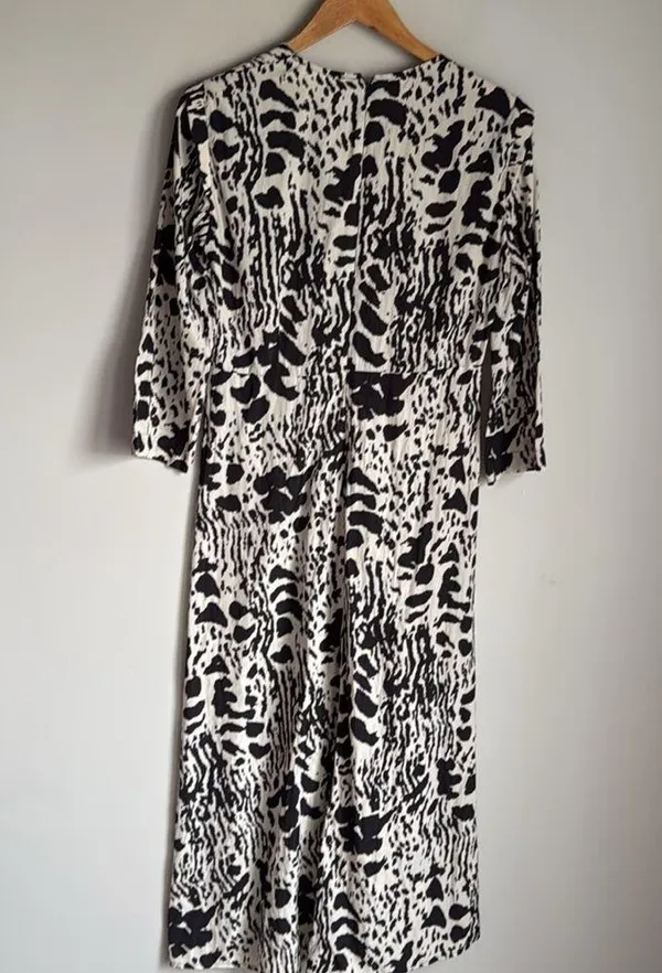 BA&SH Olga Abstract-print midi Dress In Ecru - Image 4