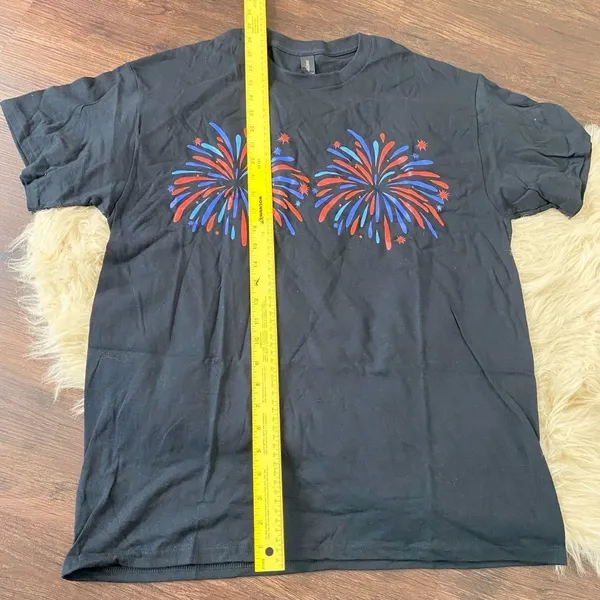 Gildan New unworn Black Heavy Cotton Patriotic Firework T-Shirt L - Image 6