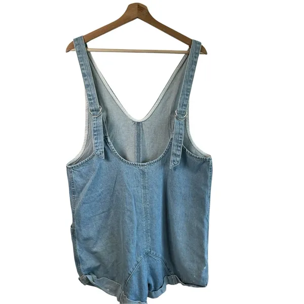 We The Free People High Roller Shortall Denim Overall M Bright Eyes Baggy 90s - Image 3
