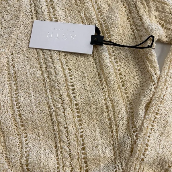 ASTR the Label Wrap Front Pointelle Sweater in Cream - Image 3