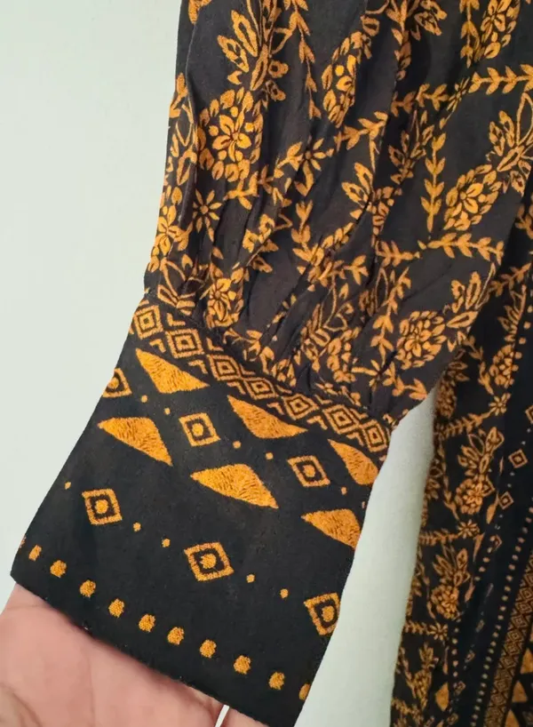 Farm Rio Printed V-Neck Tie Front Midi Dress, Size S - Image 7