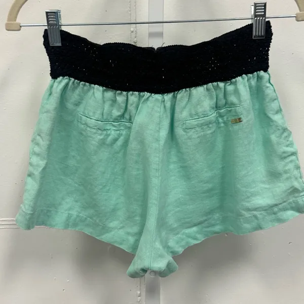 Y2K Bebe Low Rise Mint‎ Green Shorts wth Corset Lace-Up Waist Linen Medium - Image 2