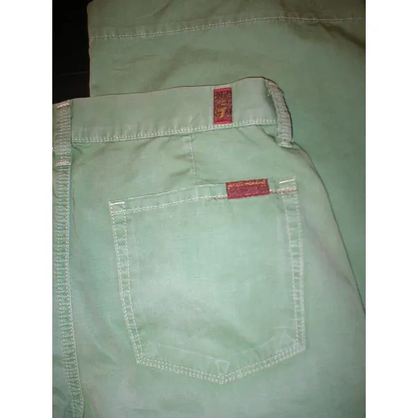 New 7 for All Mankind Jeans Green Pants Womens 26 29 X 33 Tall Wide Leg Light - Image 6