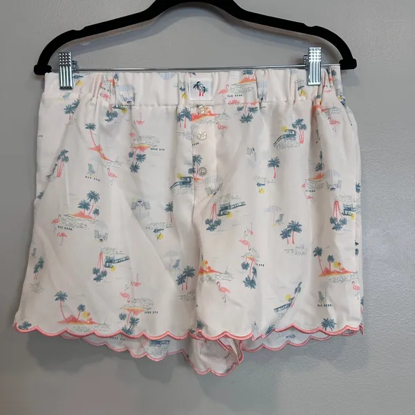 RAE DUNN Womens Pajama Set Sleepwear Tank Shorts Tropical Flamingo Palm‎ Tree M - Image 9