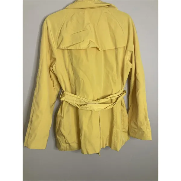 FOG by London Fog Trench Coat Double Breasted Yellow Rain Jacket Women's M - Image 7